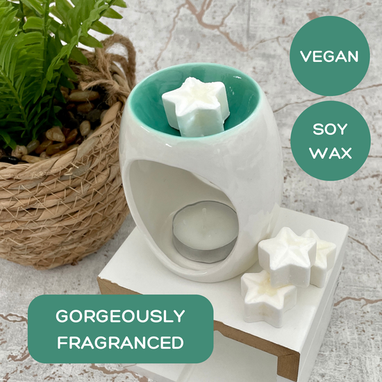 Ceramic Wax Melter with 4 Vegan Fragranced Soy Wax Melts