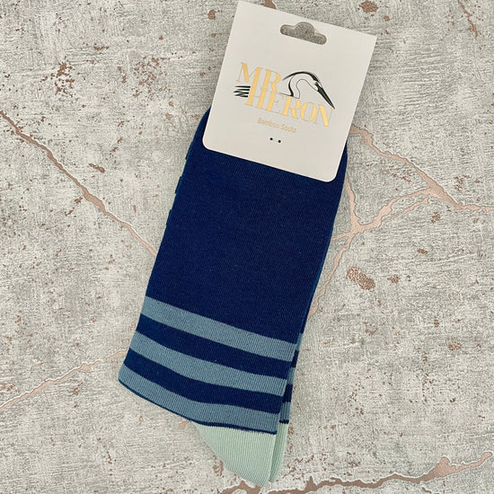 Mens Stripes Bamboo Socks - Navy