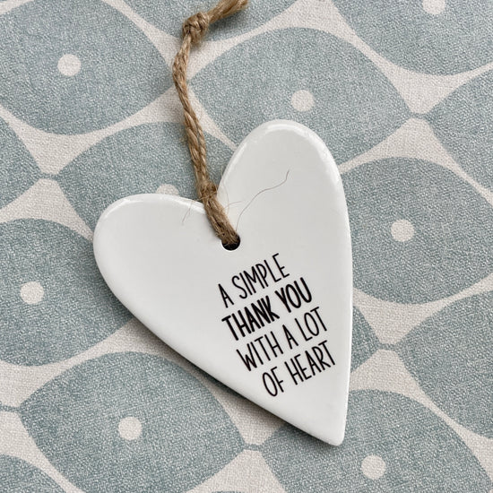 Simple Thank You ceramic hanging heart
