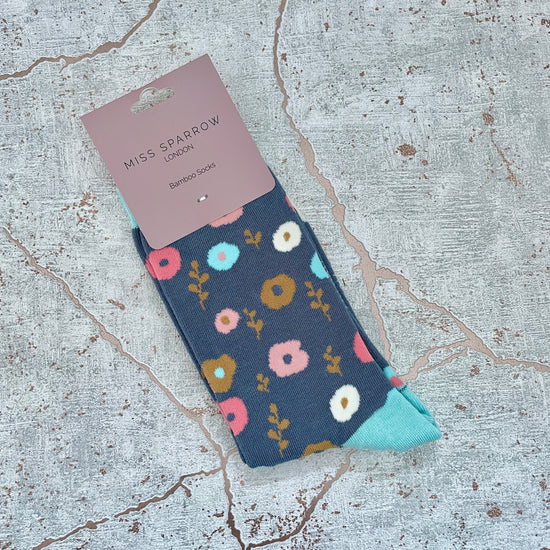 Flower Ladies Bamboo Socks Size 4-7