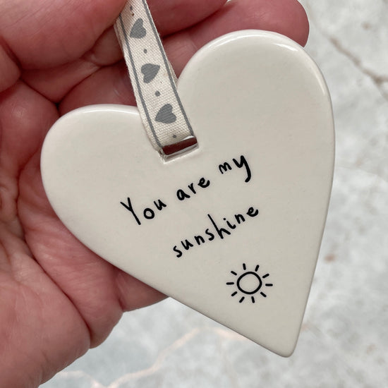 You Are My Sunshine Ceramic Hanging Heart