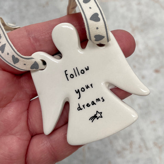 Follow Your Dreams Ceramic Hanging Angel