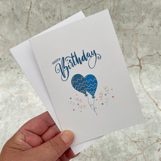 Blue Birthday Balloons - Greetings Card