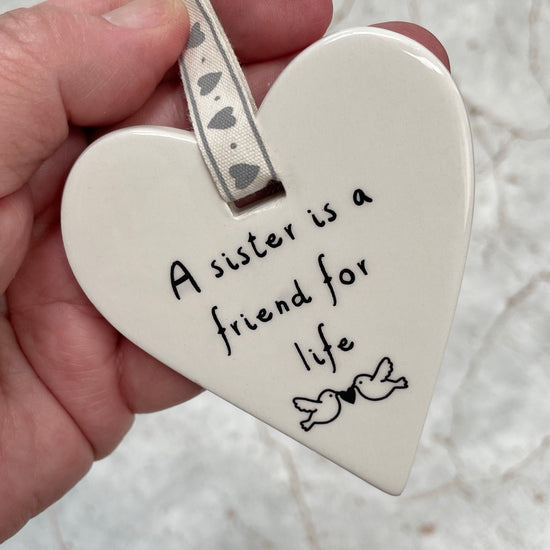 A Sister is a Friend Ceramic Hanging Heart