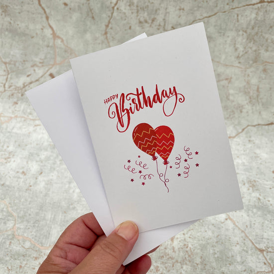 Red Birthday Balloons - Greetings Card